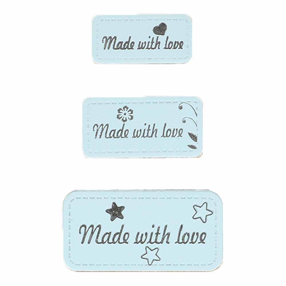 Opry Skai-leren labels made with love groen - 5x3st