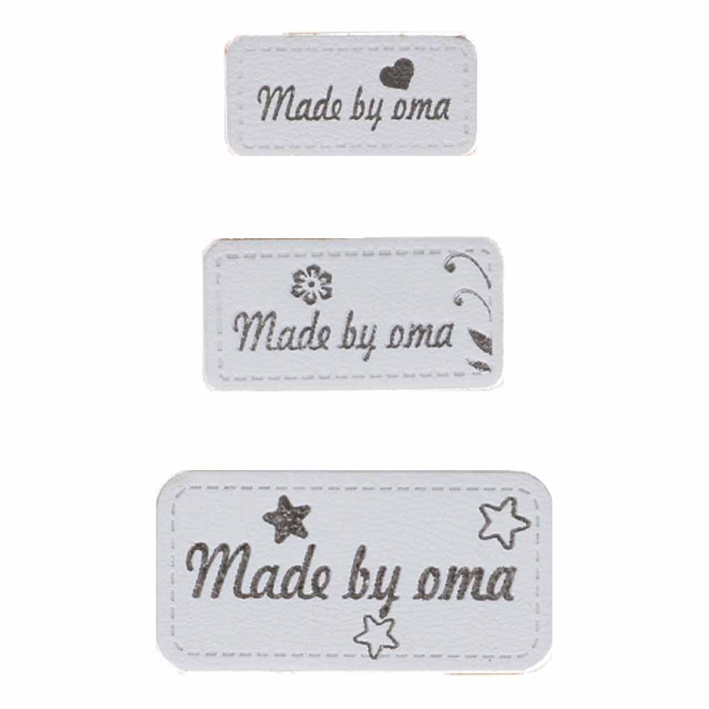 Opry Skai-leren labels made by oma grijs - 5x3st