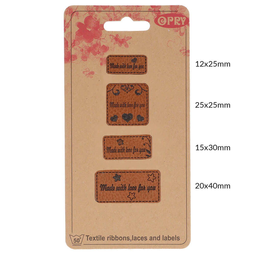 Opry Skai-leren labels made with love for you - 5x4st