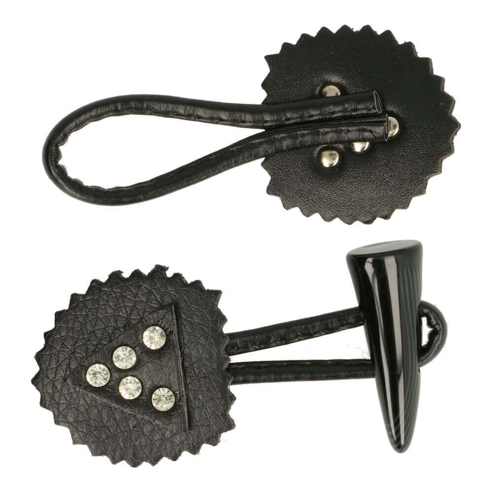 Houtje touwtje hoorn knebel strass - 12st