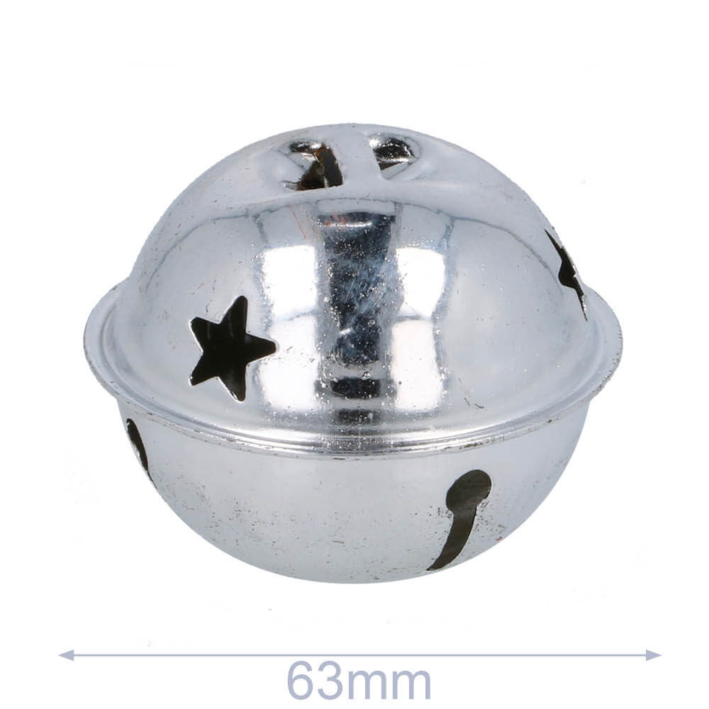 Belletjes met sterren 63mm - zilver