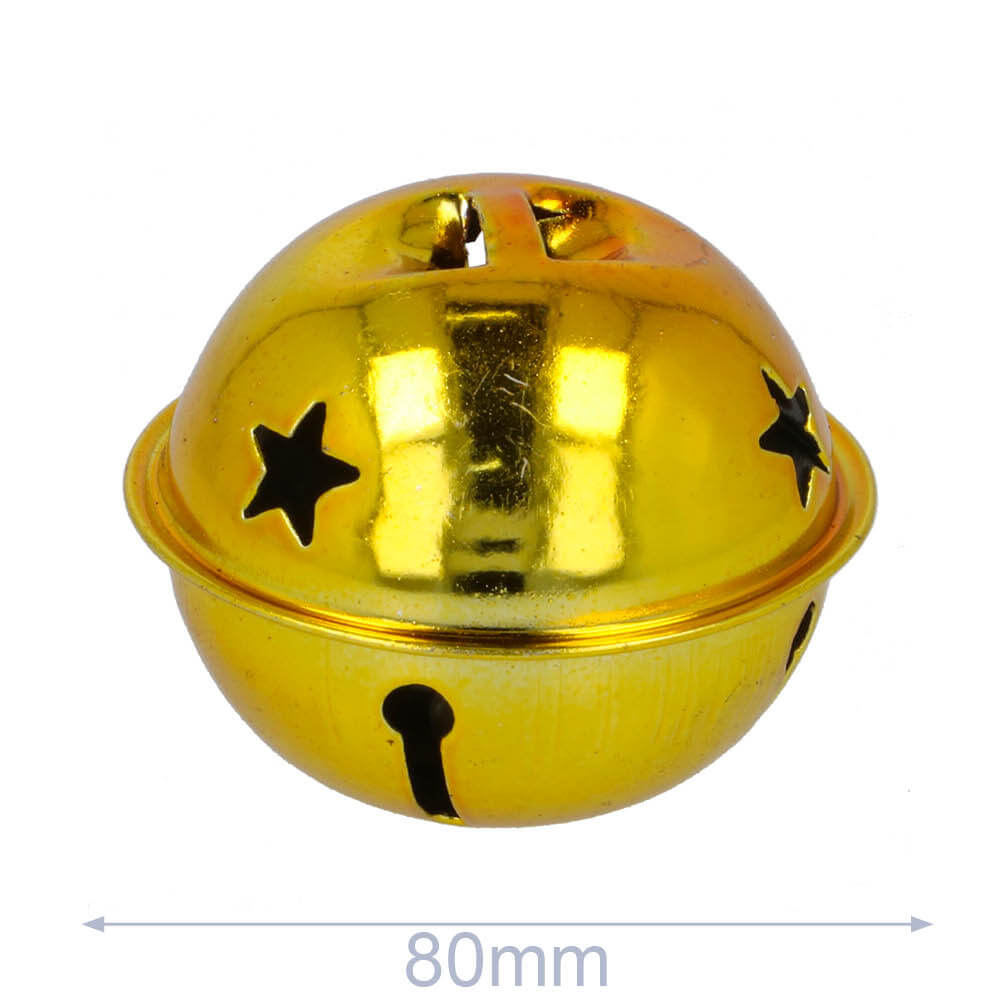 Belletjes met sterren 80mm- goud