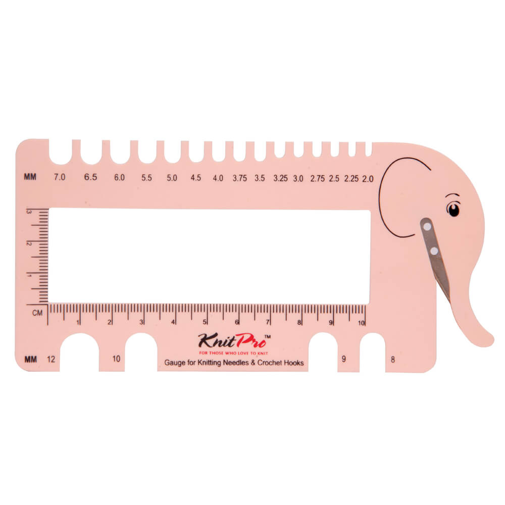 KnitPro Brei- en haaknaaldmeter met garensnijder roze 