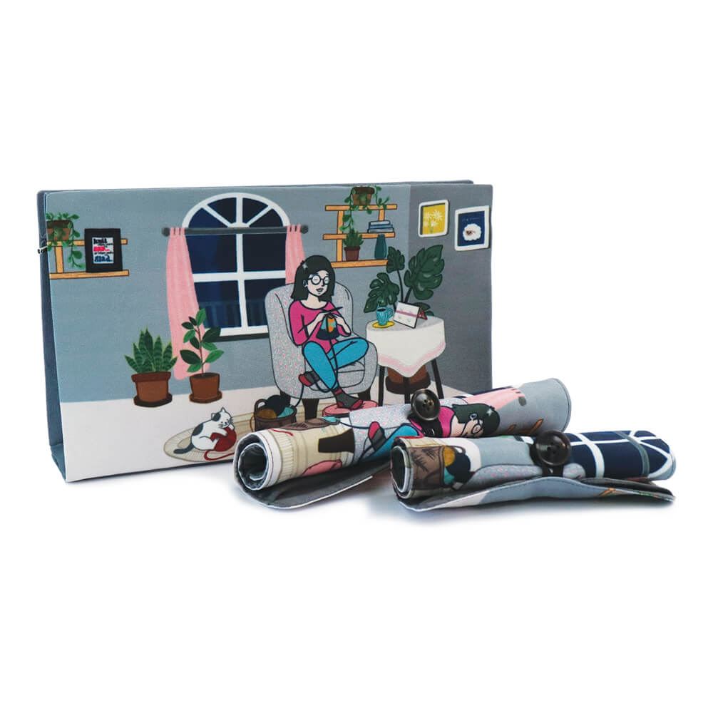 KnitPro Passion projecttas met 2 etuis 29x6,5x17cm 