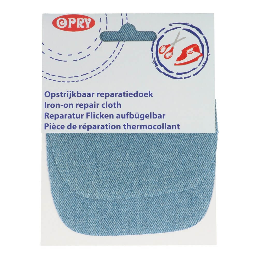 Opry Kniestukken opstrijkbaar jeans lichtblauw - 5st