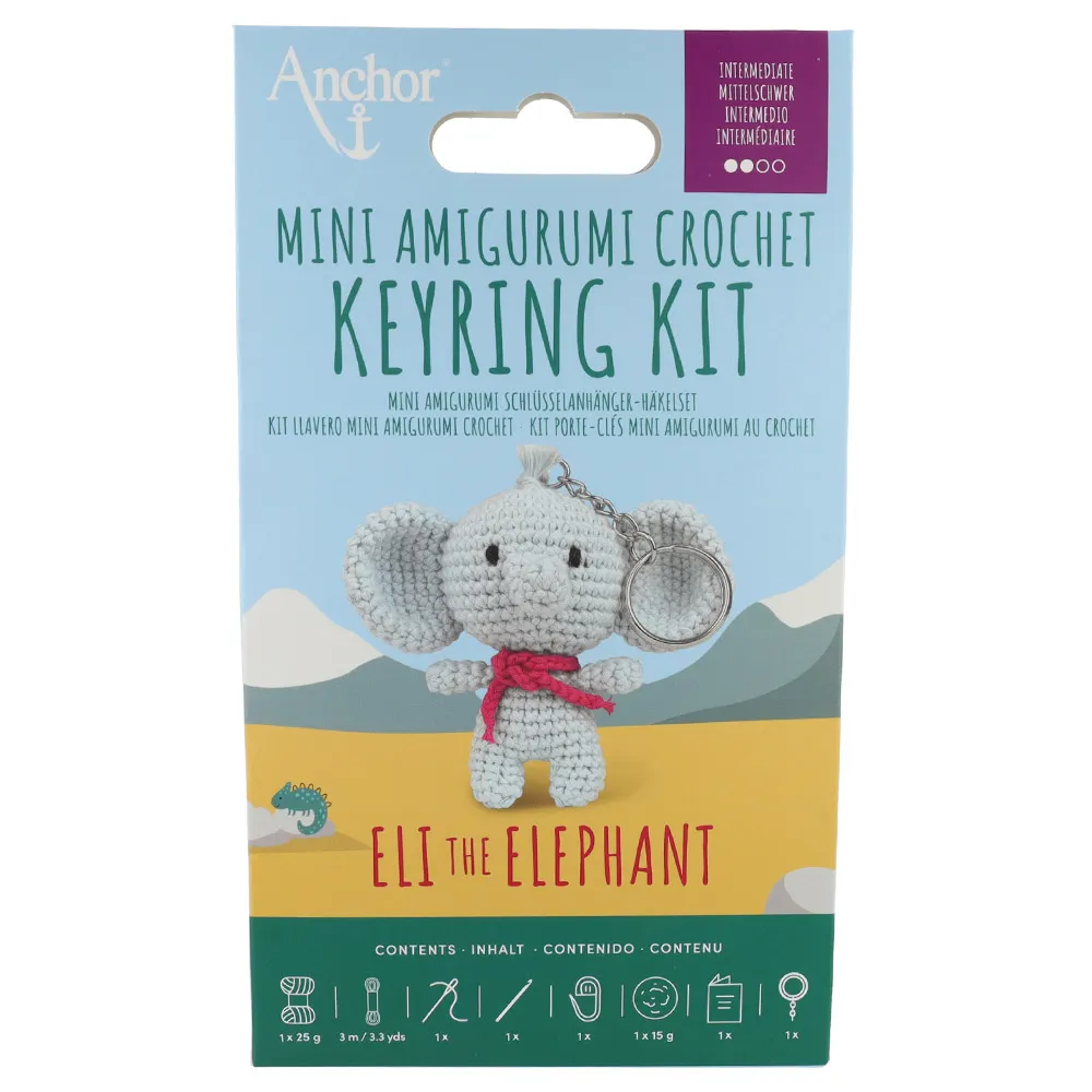Mini amigurumi sleutelhanger kit 'Eli de olifant'