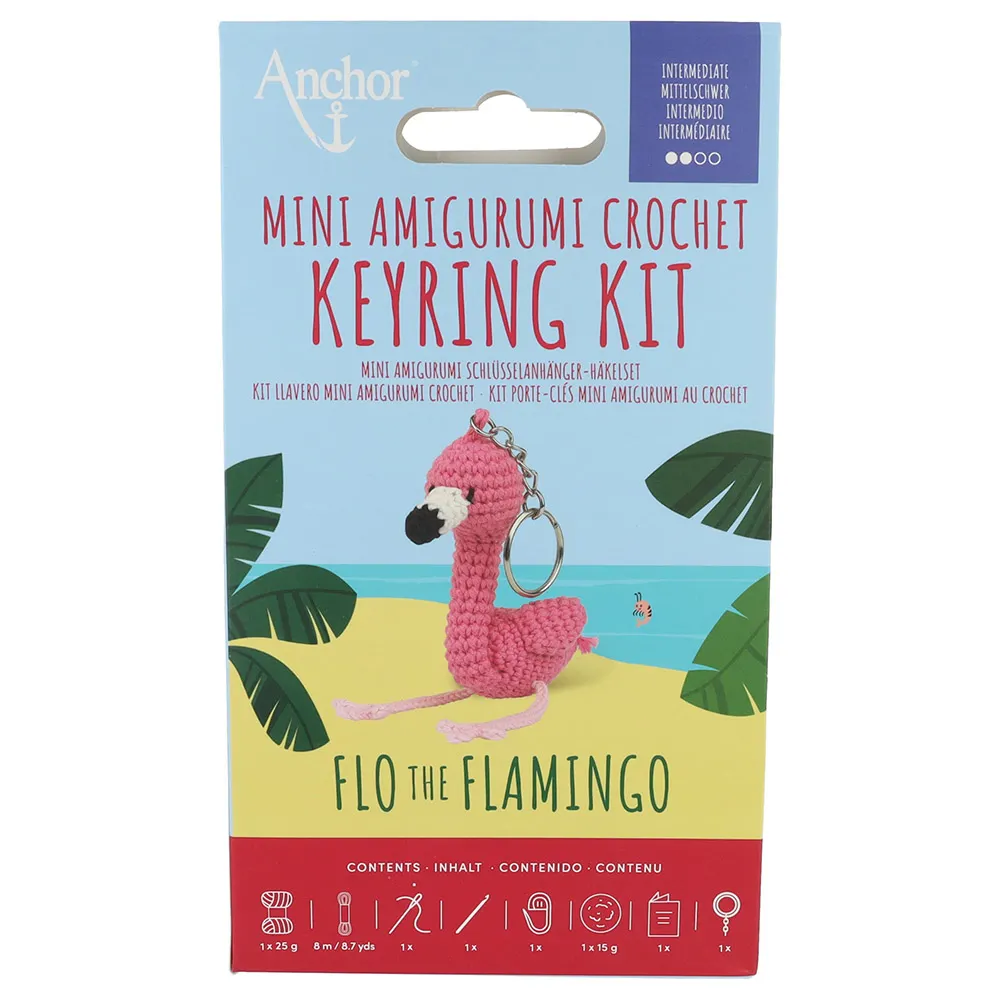 Mini amigurumi sleutelhanger kit 'Flo de flamingo'
