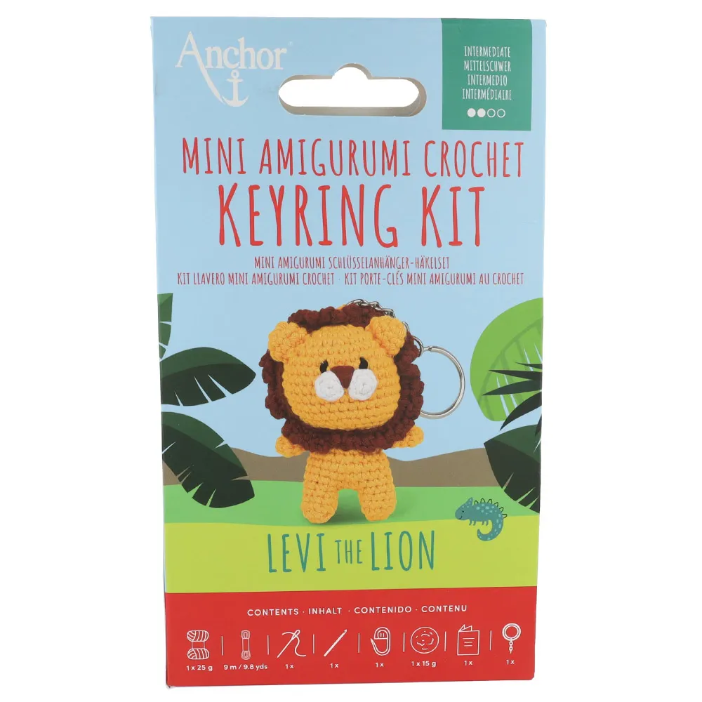Mini amigurumi sleutelhanger kit 'Levi de leeuw'