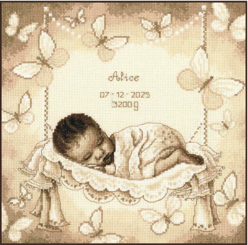 [PN-0202504] Telpakket kit Baby in hangmatje met vlinders