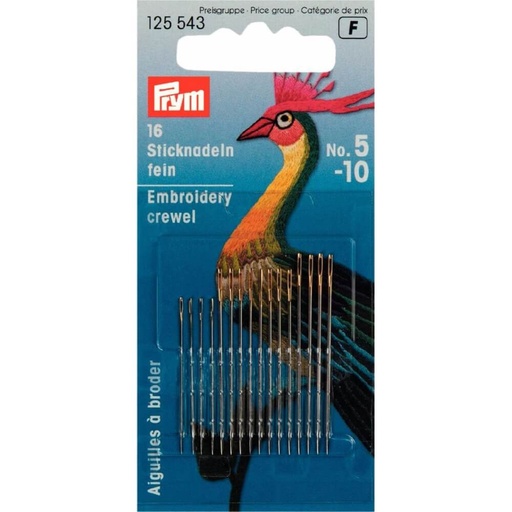 [125543] Prym Crewelnaalden staal assortim. nr.5-10 zilver - 16st