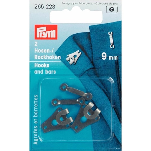 [265223] Prym Broek- en rokhaken met staven 9mm zwart - 2st