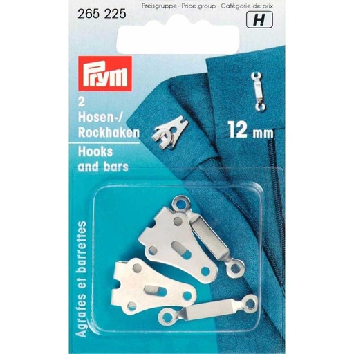 [265225] Prym Broek- en rokhaken met staven 12mm zilver - 2st
