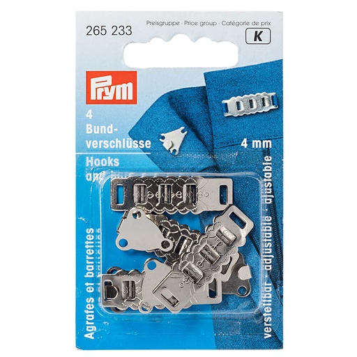 [265233] Prym Broek- en rokhaken 4mm zilver - 4st