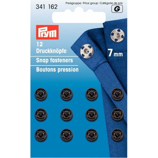 [341162] Prym Aannaaidrukknoop messing 7mm zwart - 