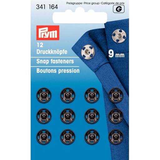 [341164] Prym Aannaaidrukknoop messing 9mm zwart - 