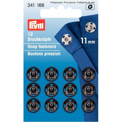 [341166] Prym Aannaaidrukknoop messing 11mm zwart - 