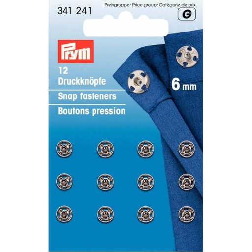 [341241] Prym Aannaaidrukknoop messing 6mm zilver - 