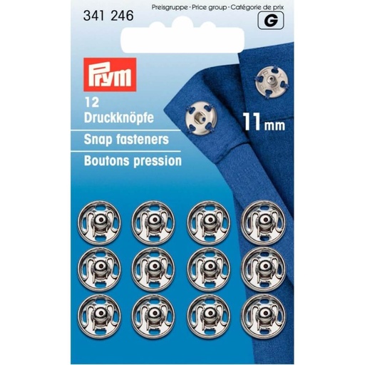 [341246] Prym Aannaaidrukknoop messing 11mm zilver - 