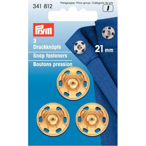 [341812] Prym Aannaaidrukknoop messing 21mm goud - 