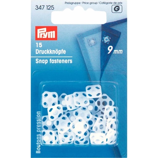 [347125] Prym Aannaaidrukknoop kunststof vierkant 9mm wit - 1