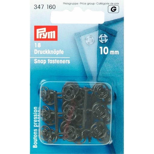 [347160] Prym Aannaaidrukknoop kunststof rond 10mm zwart - 18st