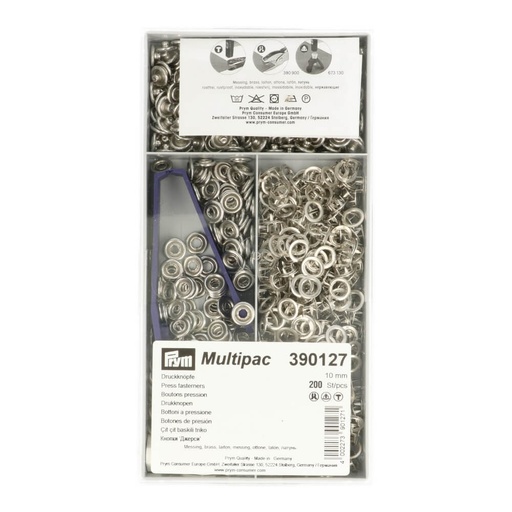 [390127] Prym Naaivrijdrukknoop jersey tandring 10mm zilver - 200st