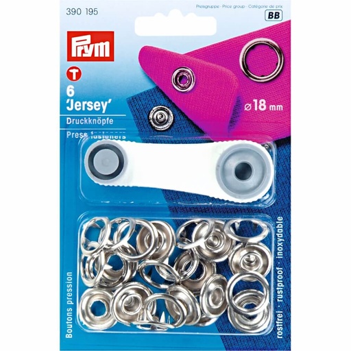 [390195] Prym Naaivrijdrukknoop jersey tandring 18mm zilver - 6st