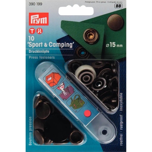 [390199] Prym Naaivrijdrukknoop sport camping 15mm messing - 10st