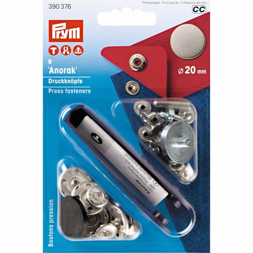 [390376] Prym Naaivrijdrukknoop Anorak Design Effen 20mm oudijzer - 5