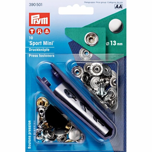 [390501] Prym Naaivrijdrukknoop sport mini 13mm zilver - 10st