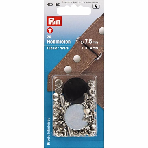 [403150] Prym Holle nieten materiaaldikte 3-4mm zilver - 20st