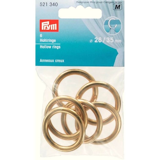 [521340] Prym Gordijnringen 26-35mm goud - 6st