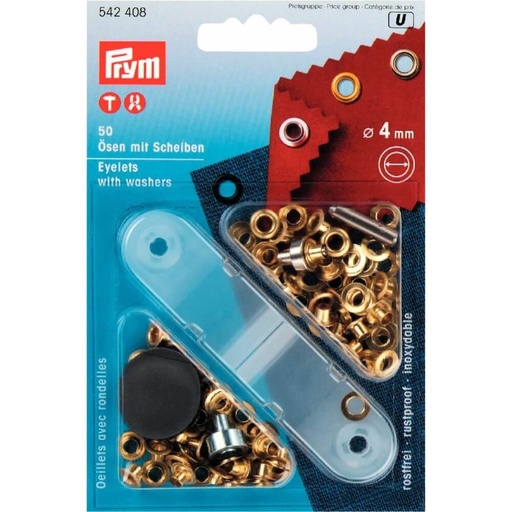 [542408] Prym Ringen met schijven 4mm goud - 50st