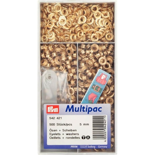 [542421] Prym Ringen met schijven 5mm goud - 500st