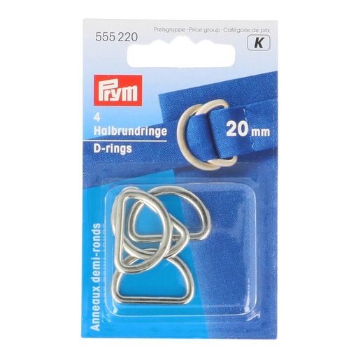 [555220] Prym D-ringen 20mm mat zilver - 4st