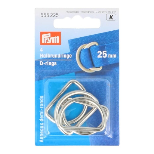 [555225] Prym D-ringen 25mm mat zilver - 4st