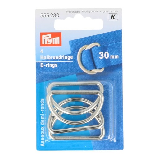 [555230] Prym D-ringen 30mm mat zilver - 4st