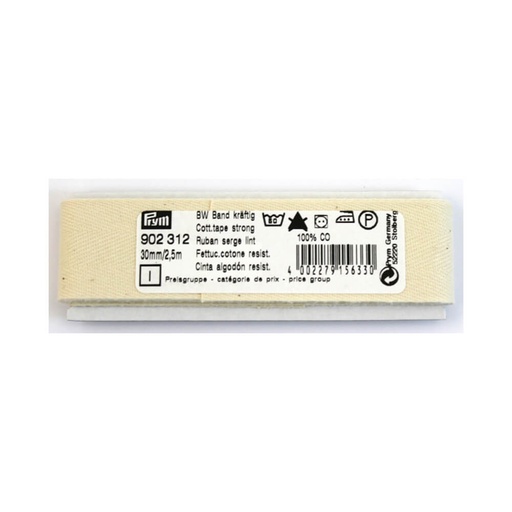 [902312] Prym Katoenband sterk 30mm wit - 2,5m