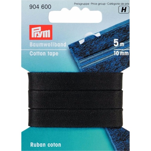 [904600] Prym Katoenband 10mm zwart - 5m