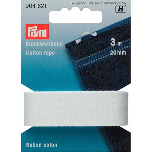 [904621] Prym Katoenband 20mm wit - 3m