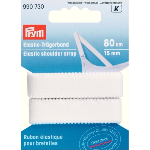 [990730] Prym Elastisch schouderband 15mm wit - 0,8m