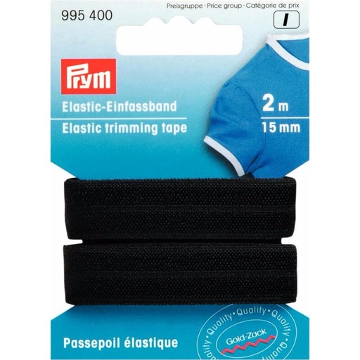 [995400] Prym Elastisch afzetband 15mm zwart - 2m