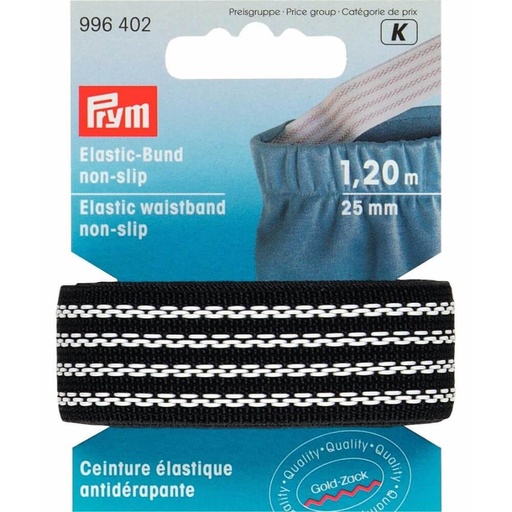 [996402] Prym Elastisch tailleband nonslip 25mm zwart - 1,2m
