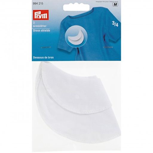 [994215] Prym Sous-bras katoen maat 3-4 wit - 2st