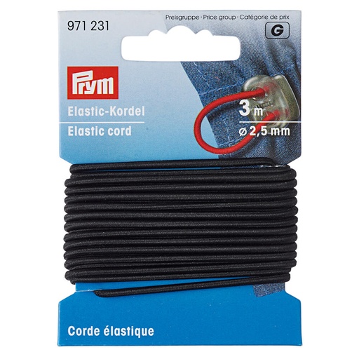[971231] Prym Elastisch koord 2.5mm zwart - 3m