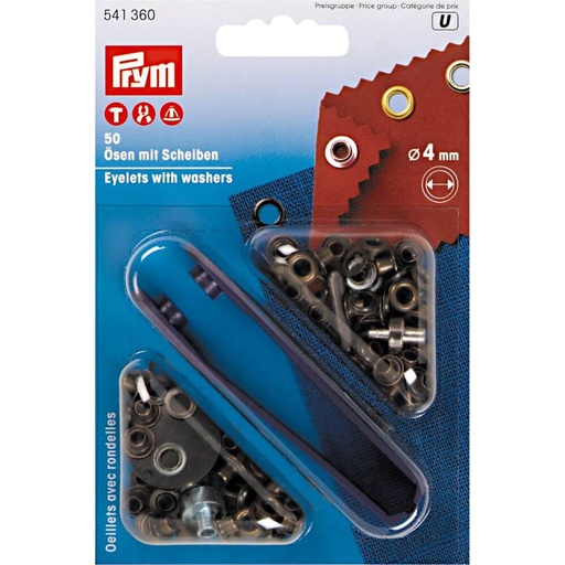 [541360] Prym Ringen en schijven 4mm oud messing - 50st