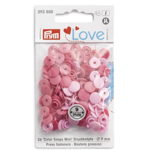 [393500] Prym Love Mini drukknopen 9mm roze - 3x36st