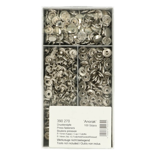[390270] Prym Naaivrijdrukknoop grotere onderdelen 6-4B zilver - 100s