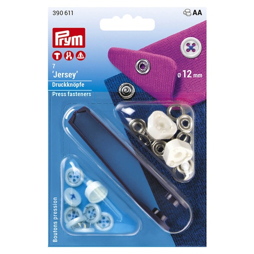 [390611] Prym Naaivrijdrukknoop jersey 12mm blauw - 7st