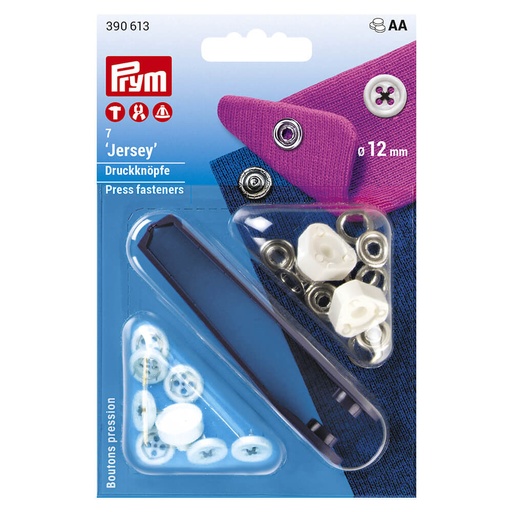 [390613] Prym Naaivrijdrukknoop jersey 12mm zwart - 7st
